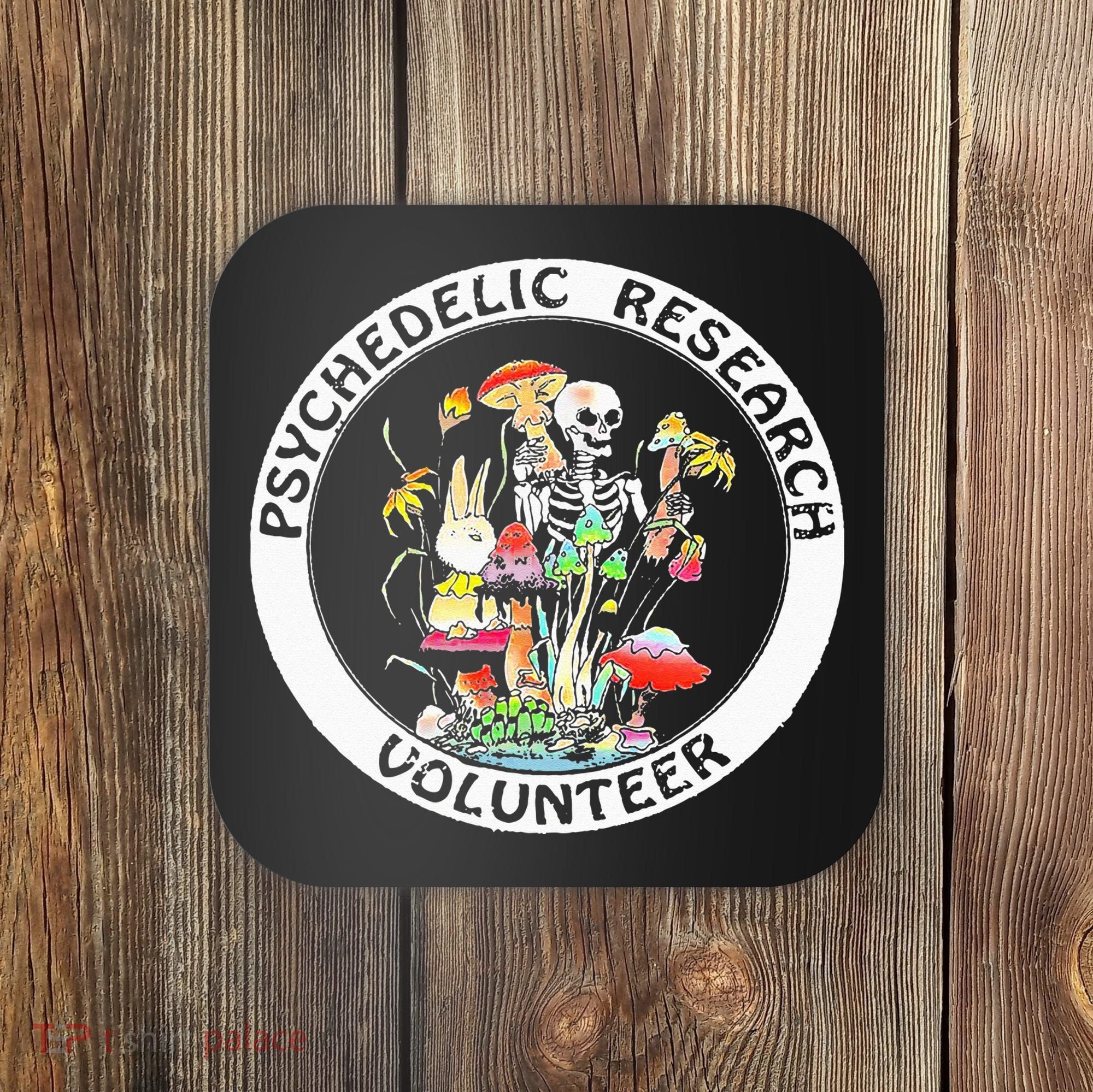 Psychedelic Research Volunteer Skeleton Rabbit Mushroom Coaster