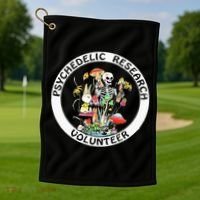 Psychedelic Research Volunteer Skeleton Rabbit Mushroom Golf Towel thumb 1