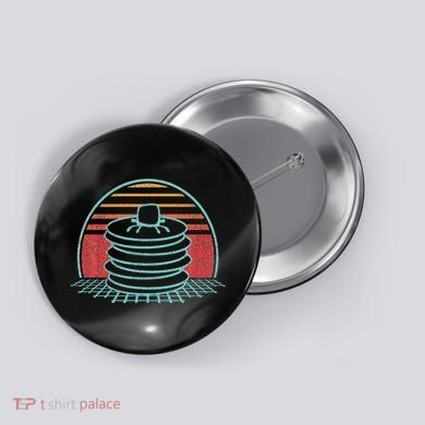 Pancakes Retro Vintage 80s Style Gift Button
