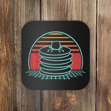 Pancakes Retro Vintage 80s Style Gift Coaster