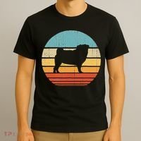 Pug Retro Vintage 60s 70s Sunset Dog Lovers  T-Shirt thumb 3