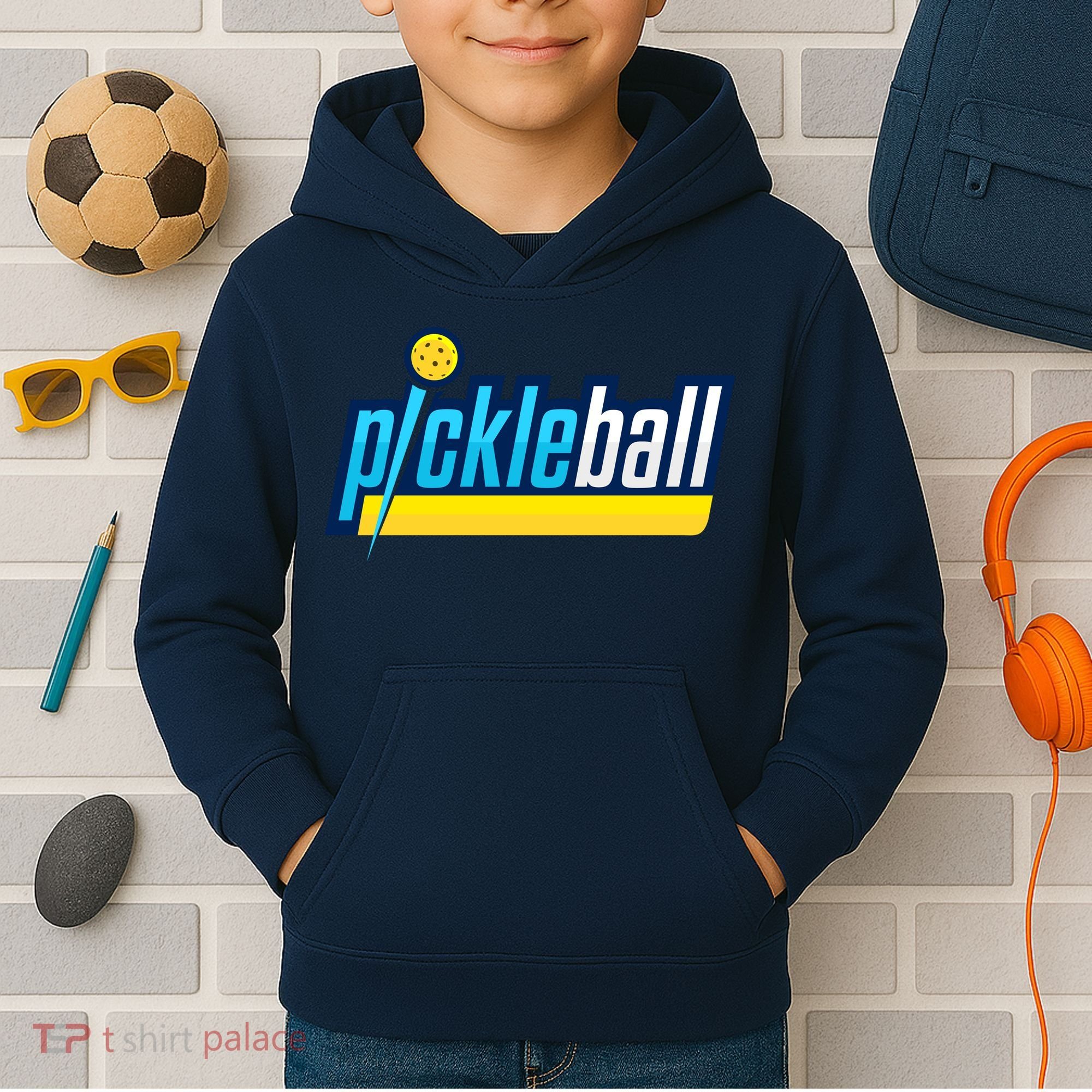 Pickleball Retro Volt Logo Kids Hoodie