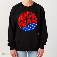 Patriotic Red White Blue Michigan Emblem Women's Sweatshirt thumb 0