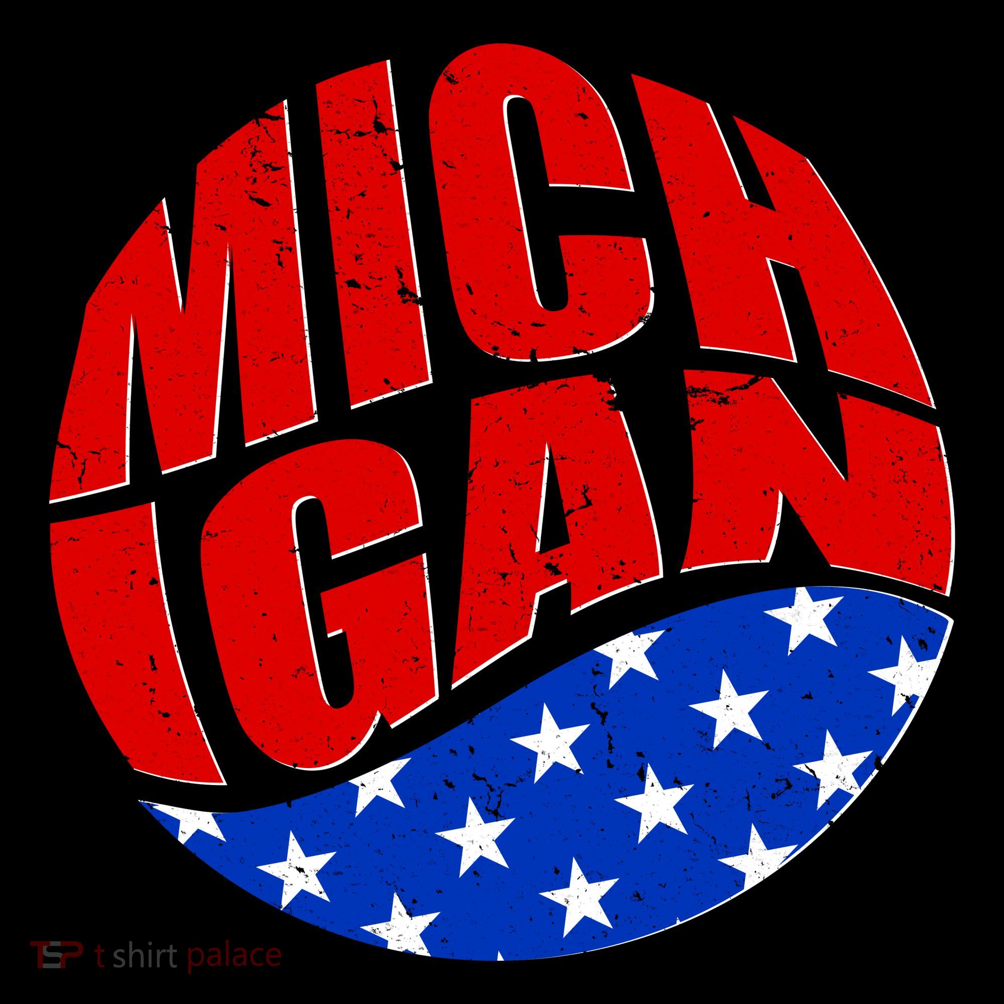 Patriotic Red White Blue Michigan Emblem Coaster