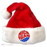 Patriotic Red White Blue Michigan Emblem Santa Hat thumb 0