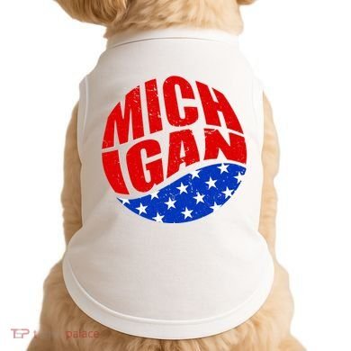 Patriotic Red White Blue Michigan Emblem Doggie Tank