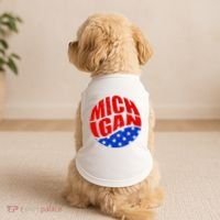 Patriotic Red White Blue Michigan Emblem Doggie Tank thumb 2