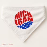 Patriotic Red White Blue Michigan Emblem USA-Made Doggie Bandana thumb 0