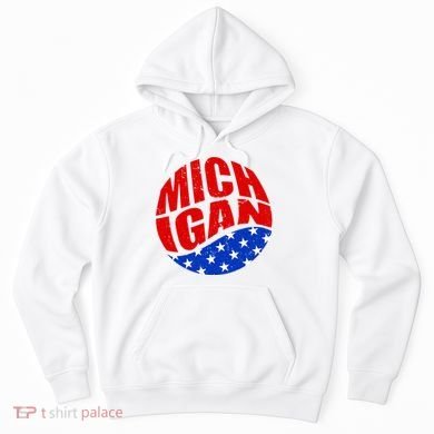 Patriotic Red White Blue Michigan Emblem Hoodie