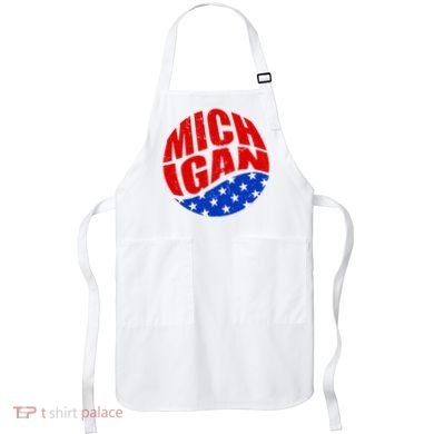 Patriotic Red White Blue Michigan Emblem Apron