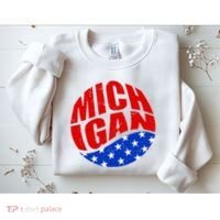 Patriotic Red White Blue Michigan Emblem Sweatshirt thumb 2