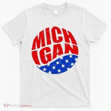 Patriotic Red White Blue Michigan Emblem T-Shirt