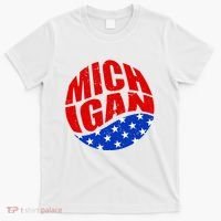 Patriotic Red White Blue Michigan Emblem T-Shirt thumb 0