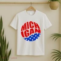 Patriotic Red White Blue Michigan Emblem T-Shirt thumb 2