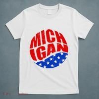 Patriotic Red White Blue Michigan Emblem T-Shirt thumb 5