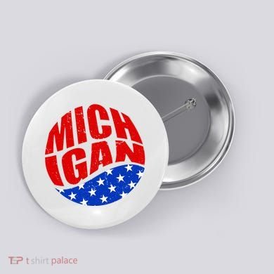 Patriotic Red White Blue Michigan Emblem Button