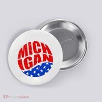 Patriotic Red White Blue Michigan Emblem Button thumb 0