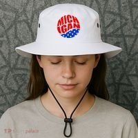 Patriotic Red White Blue Michigan Emblem Bucket Hat thumb 3