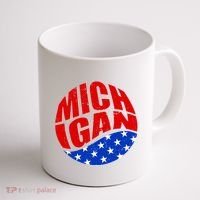 Patriotic Red White Blue Michigan Emblem Coffee Mug thumb 1