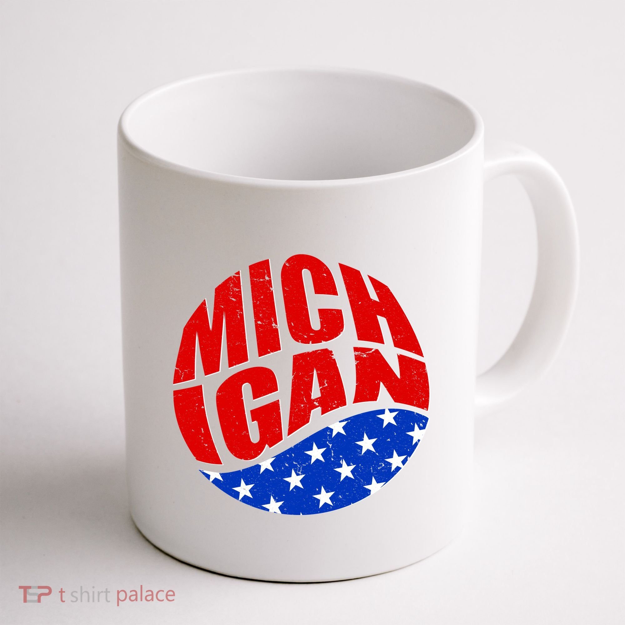 Patriotic Red White Blue Michigan Emblem Coffee Mug
