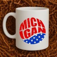 Patriotic Red White Blue Michigan Emblem Coffee Mug thumb 2