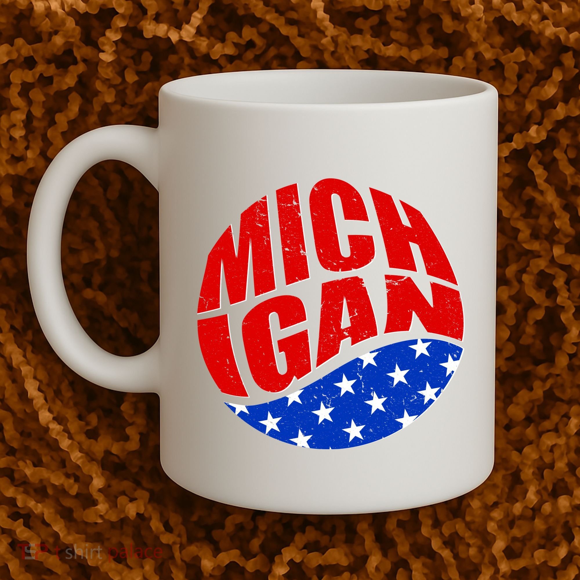 Patriotic Red White Blue Michigan Emblem Coffee Mug