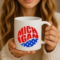 Patriotic Red White Blue Michigan Emblem Coffee Mug thumb 3