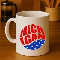 Patriotic Red White Blue Michigan Emblem Coffee Mug thumb 4