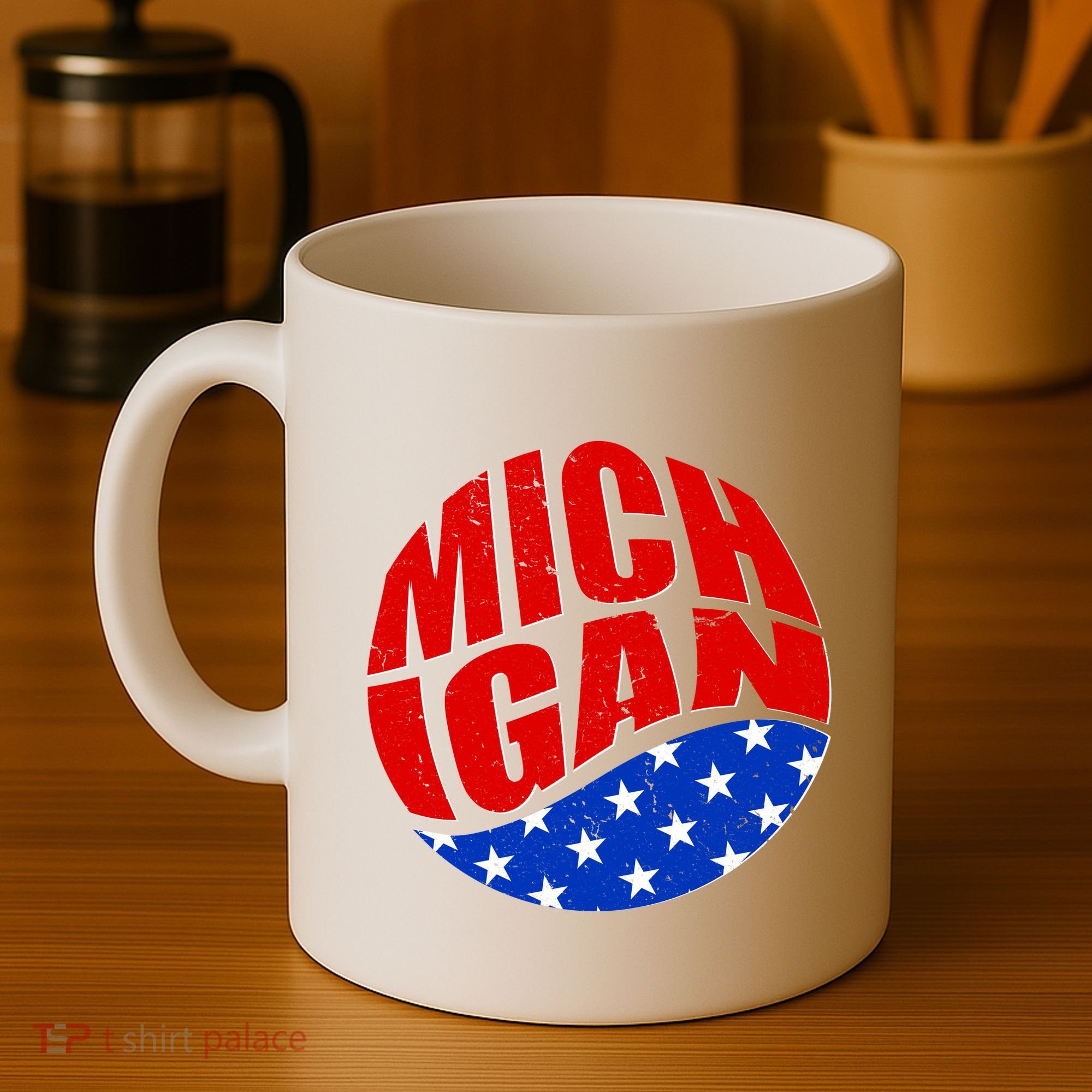 Patriotic Red White Blue Michigan Emblem Coffee Mug