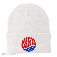 Patriotic Red White Blue Michigan Emblem Beanie thumb 0