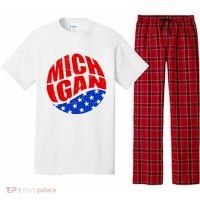 Patriotic Red White Blue Michigan Emblem Pajama Set thumb 0