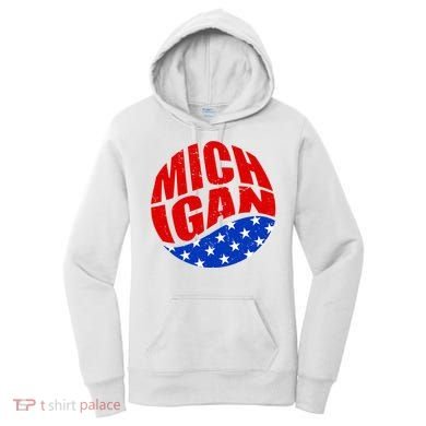 Patriotic Red White Blue Michigan Emblem Women's Hoodie