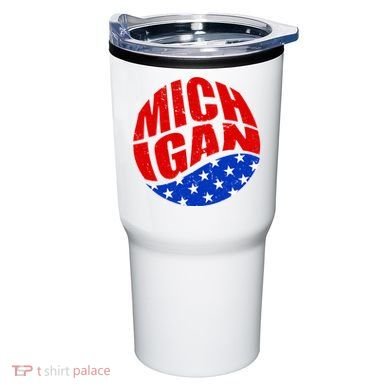 Patriotic Red White Blue Michigan Emblem Tumbler
