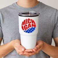 Patriotic Red White Blue Michigan Emblem Tumbler thumb 2