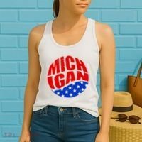 Patriotic Red White Blue Michigan Emblem Women's Tank Top thumb 2