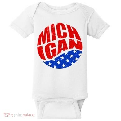 Patriotic Red White Blue Michigan Emblem Baby Bodysuit