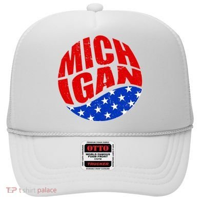 Patriotic Red White Blue Michigan Emblem Hat