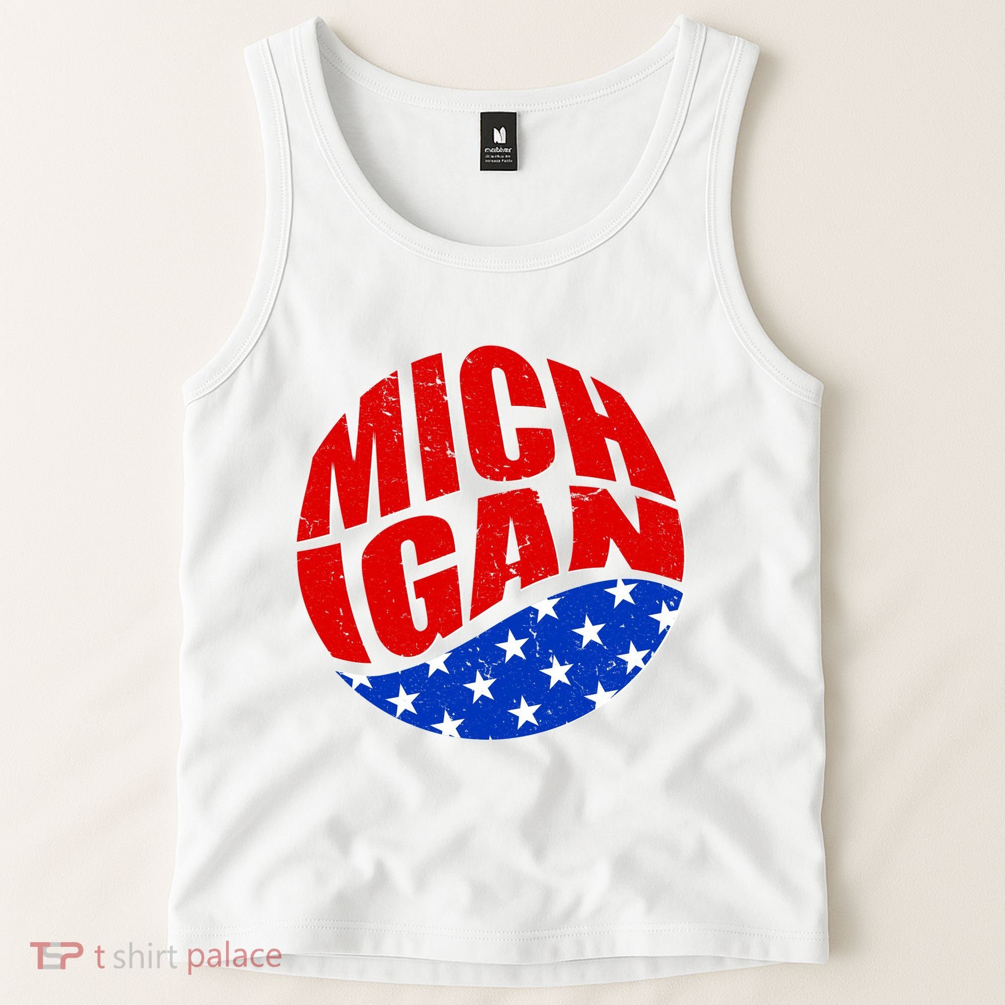 Patriotic Red White Blue Michigan Emblem Tank Top