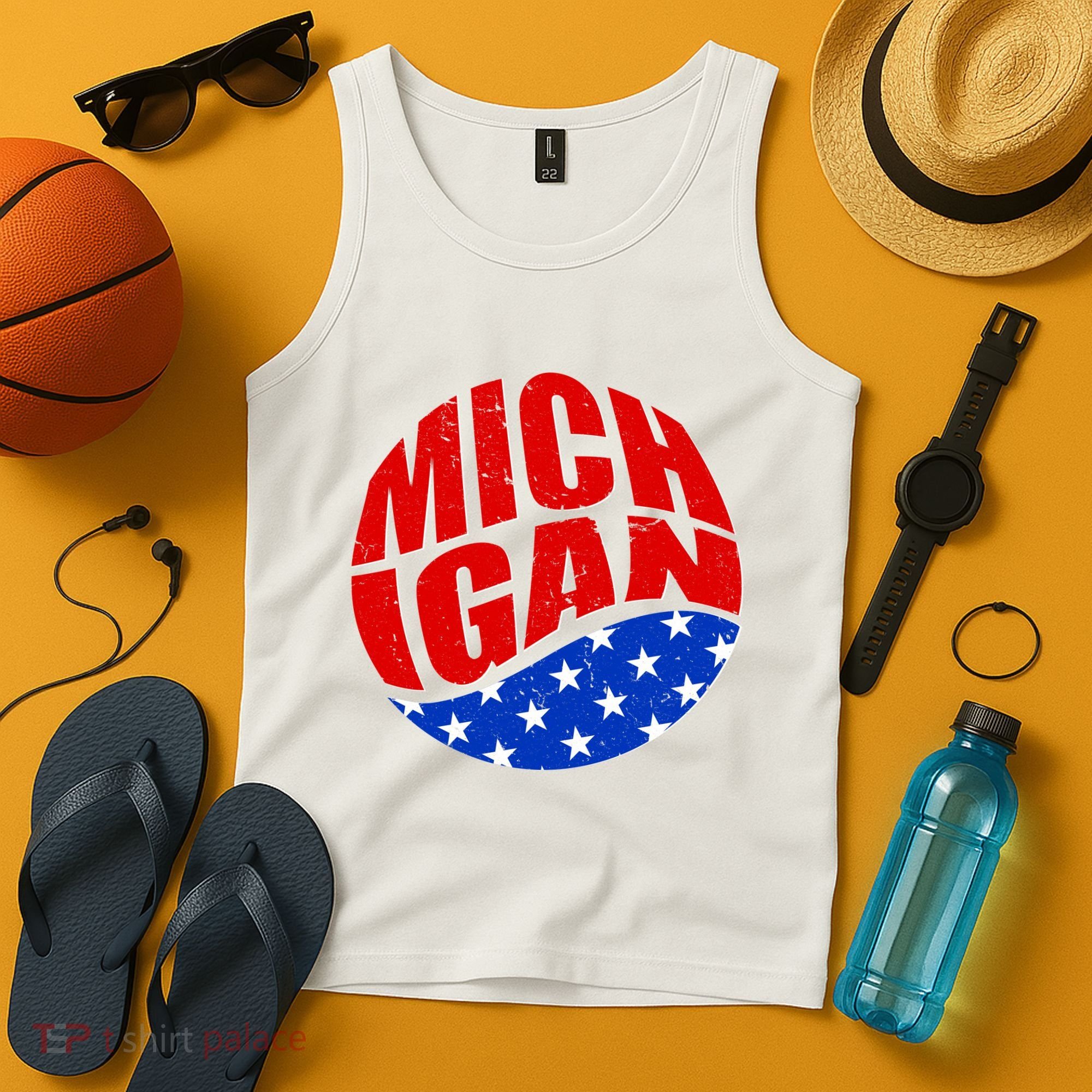 Patriotic Red White Blue Michigan Emblem Tank Top