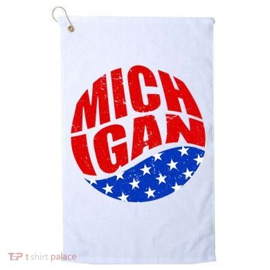 Patriotic Red White Blue Michigan Emblem Golf Towel