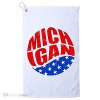 Patriotic Red White Blue Michigan Emblem Golf Towel thumb 0