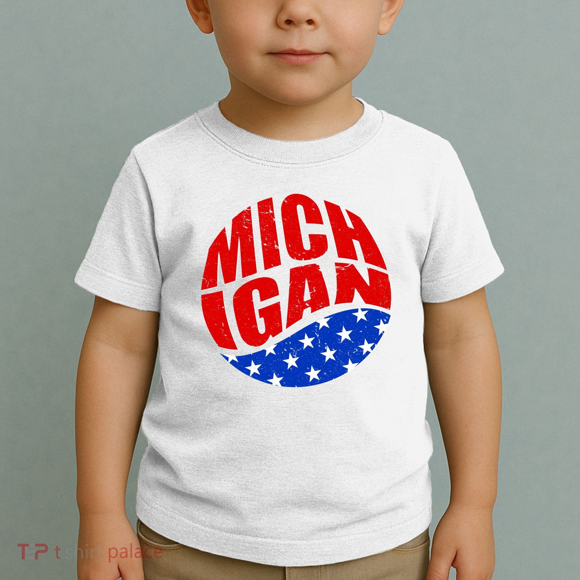 Patriotic Red White Blue Michigan Emblem Toddler T-Shirt