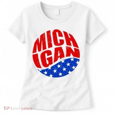 Patriotic Red White Blue Michigan Emblem Women's T-Shirt