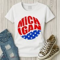 Patriotic Red White Blue Michigan Emblem Women's T-Shirt thumb 3