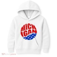 Patriotic Red White Blue Michigan Emblem Kids Hoodie thumb 0