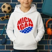 Patriotic Red White Blue Michigan Emblem Kids Hoodie thumb 2