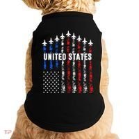 Patriotic Red White Blue Usa Flag Fighter Jets Doggie Tank thumb 0