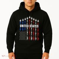 Patriotic Red White Blue Usa Flag Fighter Jets Hoodie thumb 2