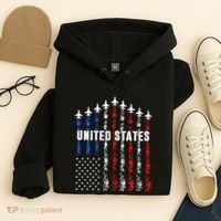 Patriotic Red White Blue Usa Flag Fighter Jets Hoodie thumb 4
