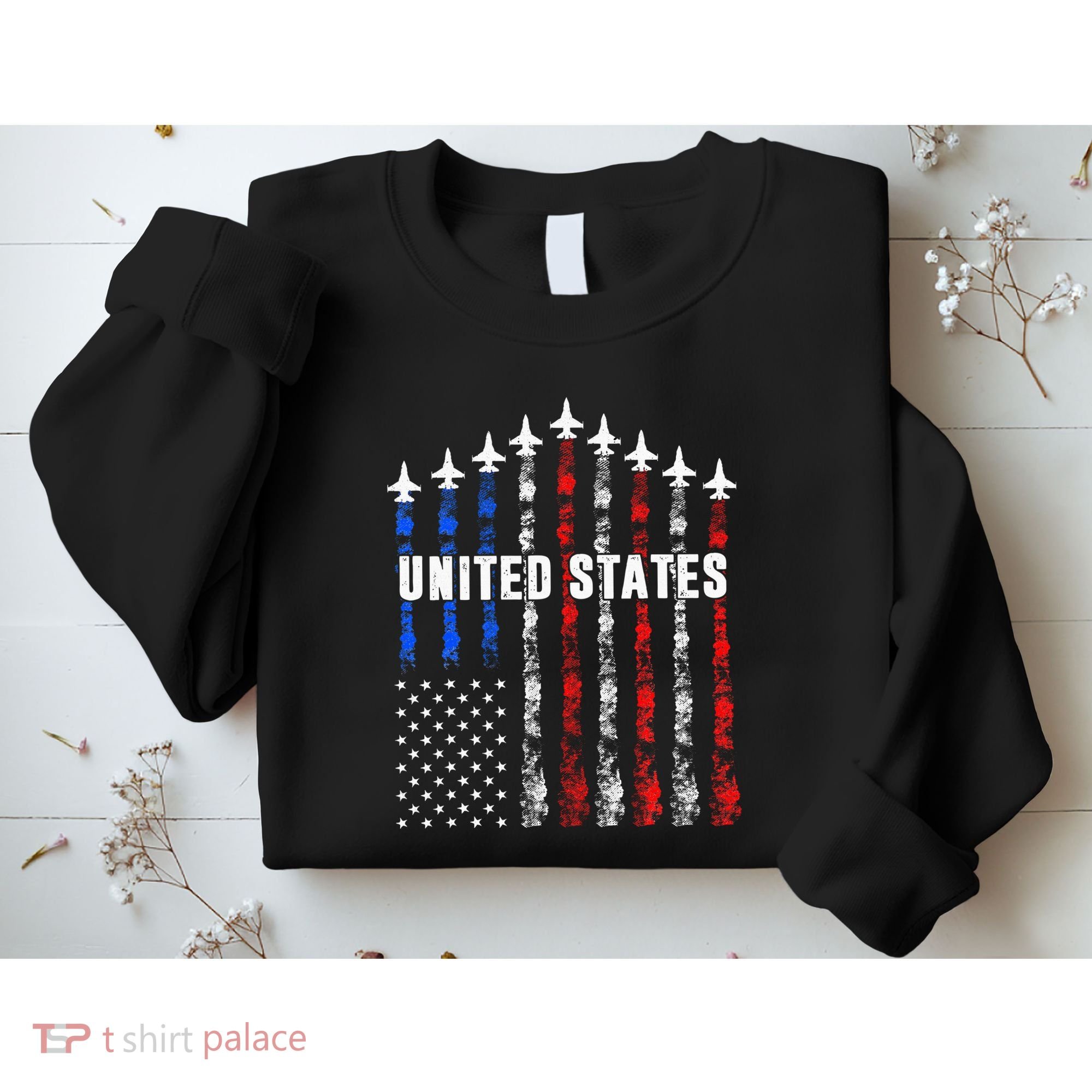 Patriotic Red White Blue Usa Flag Fighter Jets Sweatshirt